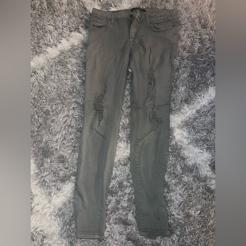 Gray Skinny Distressed Jeans